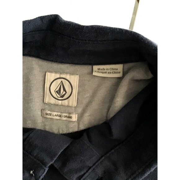 Volcom Mens Polo Shirt Large Cotton Navy Blue - Picture 3 of 7